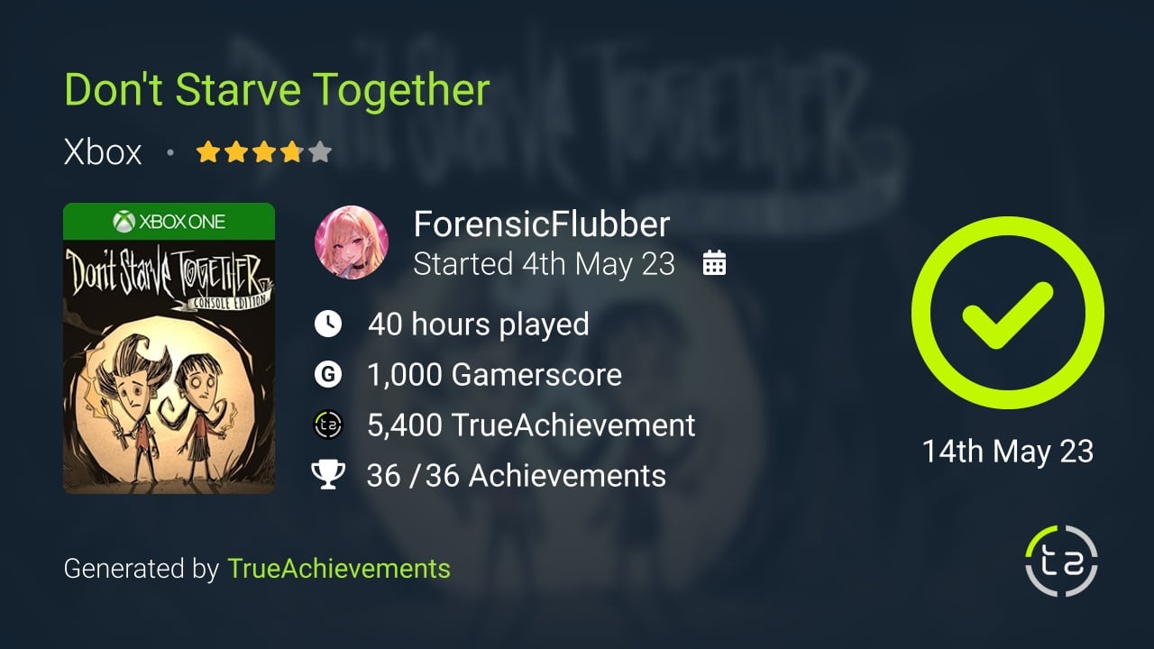 Don't Starve Together achievement summary